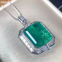 KQDANCE créé saphir Paraiba tourmaline Pariba émeraude pierre précieuse diamant pendentif collier avec grand bleu vert pierre bijoux 240229