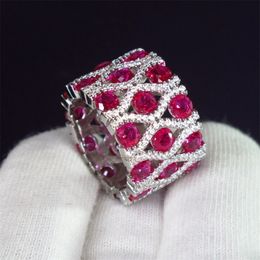 Kqdance Woman S Création de bagues rubis tanzanite en émeraude avec pierre rouge bleu vert 18k anneaux plaqués à or blanc pour femmes bijoux 220726 195a