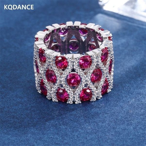 KQDANCE femme créé émeraude Tanzanite rubis bague avec pierre bleu rouge 18 K plaqué or blanc anneaux bijoux tendance 220212287w