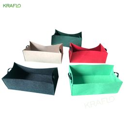 Kraflo-macetas de jardín rectangulares, gruesas, ecológicas, bolsa de cultivo no tejida, contenedor de cultivo largo para verduras, fresas y zanahorias