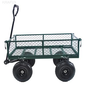 Kraflo Garden Supplies Chariot utilitaire en métal - Capacité de poids de 550 lb avec chariot pliable latéral amovible - Chariot de brouette robuste pour le transport
