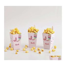 Kraft 12pcs Paper Wrap Gift Bags Popcorn Candy Dragee Box Chocolate Sanck Favor Wedding Birthday Film Party Tafely