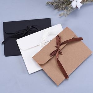 Grande enveloppe Photo Kraft 24x18x0.7cm, boîtes de cartes postales, étui d'emballage en papier blanc, cadeau pour foulard en soie avec boîte à ruban