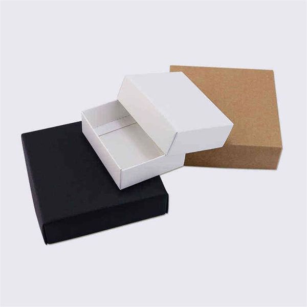 Boîte en papier Kraft noir et blanc, boîte d'emballage cadeau en papier vierge, boîte en Carton avec couvercle, grandes boîtes en Carton H1231261h