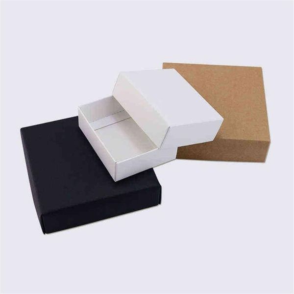 Boîte en papier Kraft noir et blanc, boîte d'emballage cadeau en papier vierge, boîte en Carton avec couvercle, grandes boîtes en Carton H1231171s