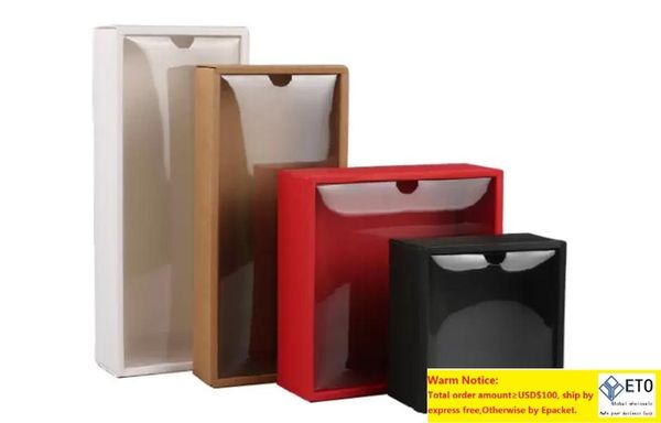 Boîte en carton Kraft boîte d'emballage cadeau avec couvercle étui d'emballage cadeau avec fenêtre en PVC transparent bijoux papier Boxe