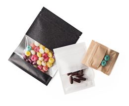Kraft papieren zak met helder venster opslagtas Hersluitbare zakjes Pansen TEA Coffee Packet VDZ