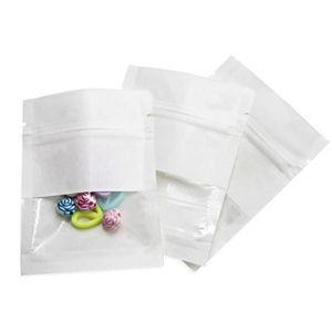 Bolsa de papel Kraft con ventana transparente, bolsa de almacenamiento de alimentos, bolsas resellables, material de muestra, paquete de té y café Qabts