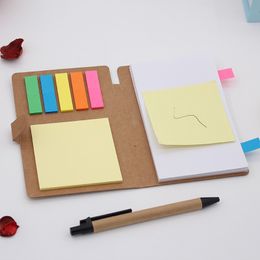 Carnet de notes à boucle en papier Kraft, combinaison de notes pratiques pour le bureau, autocollant pratique avec stylo