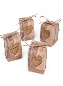 Boîte à bonbons en papier Kraft, coffrets cadeaux d'amour creux en forme de cœur, décoration de fête de mariage, réception-cadeau pour bébé, 50 pièces, New3763592