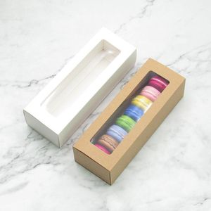 Kraftpapier / kartonnen bakkerij voedsel gebak verpakking box Macaron verpakking dozen met helder PVC-venster