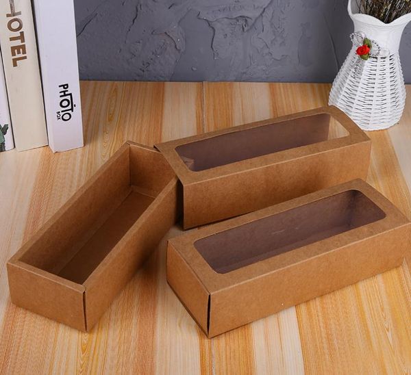 Boîte d'emballage de gâteau de biscuit de papier kraft avec fenêtre en plastique de PVC pour la boîte-cadeau de carton de carton de papier de chocolat de biscuit de sucrerie SN2621