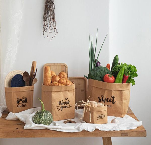 Bolsas de almacenamiento de cubierta de maceta de papel Kraft, contenedores organizadores para habitación de niños, accesorios de decoración del hogar lavables respetuosos con el medio ambiente