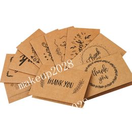 Kraftpapier vakantie wenskaarten Handgeschreven dank u kaart Moederdag verjaardag cadeau levert met enveloppen 10 * 15cm