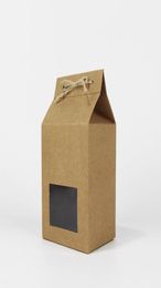 Kraft Paper Partywedding Gift Bags met duidelijke PVC Window CookySchocolatesCandy Packing Boxes8160310