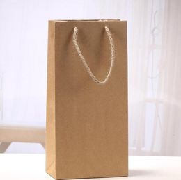 Kraftpapier rode wijnzak single en dubbele cadeau verpakking wijnen doos handtassen gemakkelijk te dragen