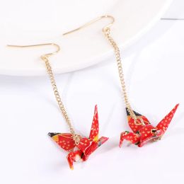 Kranich oorbellen Origami Miniblings Bird Cranes Faltkunst Senbazuru Paper