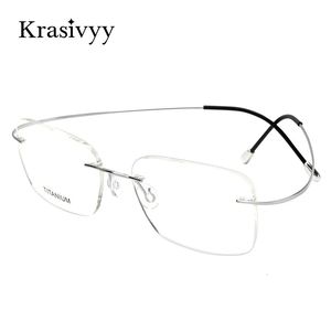 Krasivyy pur sans monture lunettes cadre hommes Prescription lunettes allemagne femmes myopie optique sans vis lunettes 240109