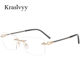 Krasivyy lunettes sans monture montures hommes de haute qualité ultraléger carré Prescription lunettes hommes coréen optique lunettes 240131