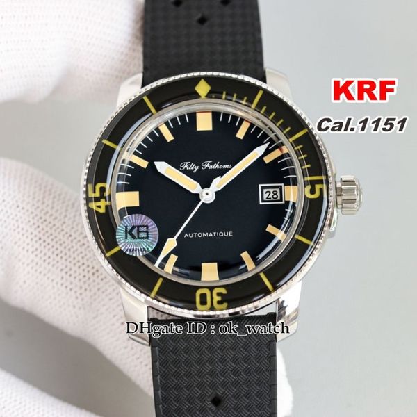 Montre KRF Fifty Fathoms Barakuda 5008B-1130-B52A Cal 1151 montre automatique pour hommes cadran noir 40 3mm montres pour hommes bracelet en caoutchouc 265S