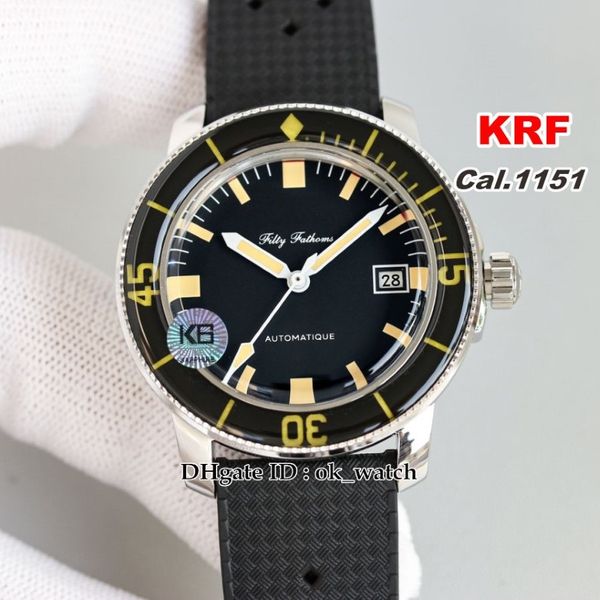 Montre KRF Fifty Fathoms Barakuda 5008B-1130-B52A Cal 1151 montre automatique pour hommes cadran noir 40 3mm montres pour hommes bracelet en caoutchouc 2158