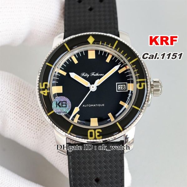 Montre KRF Fifty Fathoms Barakuda 5008B-1130-B52A Cal 1151 montre automatique pour hommes cadran noir 40 3mm montres pour hommes bracelet en caoutchouc 2456