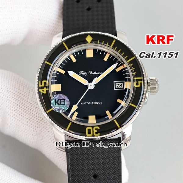 Montre KRF Fifty Fathoms Barakuda 5008B-1130-B52A Cal 1151 montre automatique pour hommes cadran noir 40 3mm montres pour hommes bracelet en caoutchouc 302a