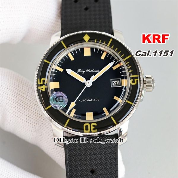 KRF Watch Fifty Fathoms Barakuda 5008B-1130-B52A Cal 1151 Montre automatique pour homme Cadran noir 40 3mm Montres pour hommes Bracelet en caoutchouc237l