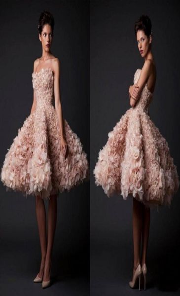 Krikor Jabotian 2016 Robes de soirée Ruffles Organza Brottle Robes de bal à longueur de genou Robe de fête Célébrité Homecoming Dres3122352