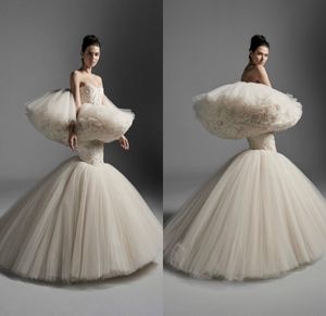 Krikor Jabotian robes de mariée sirène conception unique sans bretelles volants à plusieurs niveaux appliques robes de mariée robe de mari￩e robe de mariée personnalisée