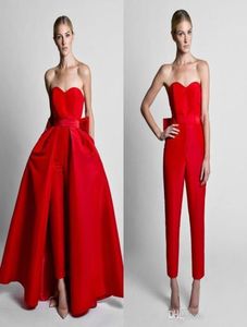 Krikor Jabotian Red Jumps Assocites Robes de soirée avec jupe détachable Robes de bal de bal Party Pantalon pour femmes Cust1378384