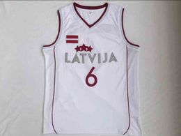 Kristaps Porzingis 6 tvija Maglia da basket bianca Manu Ginobili College Jerseys # 6 Virtus Kinder Bologna European Camiseta De Baloncesto