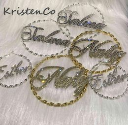 KristenCo Bling nom boucles d'oreilles nom personnalisé fil boucles d'oreilles lettre grand nom personnalisé boucles d'oreilles femmes cadeau 2109246597589