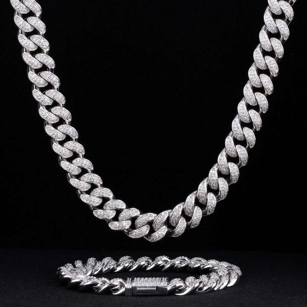 Krkc Co Hip Hop Jewelry 12 mm 20inch blanc glacé chain cubain 14k Chaînes Cuban Gold White Micro Pave Cuban Link