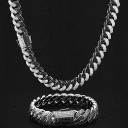 KRKC Wholesale 12 mm blanc et noir couleur 5a CZ 2 Row Diamond Iced Out Cuban Link Chain Collier