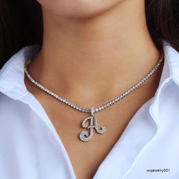 KRKC Vrouwen Bling 14k Zirconia Goud Zilver Roestvrij Stalen Sieraden a-z CZ Diamant Brief Hanger Ketting Eerste Hanger