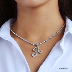 Krkc women bling 14k cubic zirconia or argent argent en acier inoxydable bijoux a-z cz diamant lettre pendante collier initial