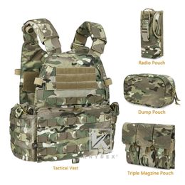 KRYDEX LBT-6094A Gilet modulaire tactique avec triple Mag / Radio / Dump Pouch Airsoft Hunting Battle Multicam Plate Carrier MOLLE Vest 201214