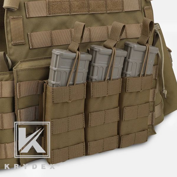 Bolsa de la revista Triple Krydex Modular para Rifle Military Shooting Molle Tactical Open Top 5.56 .223 Magazine Bouch Carrier