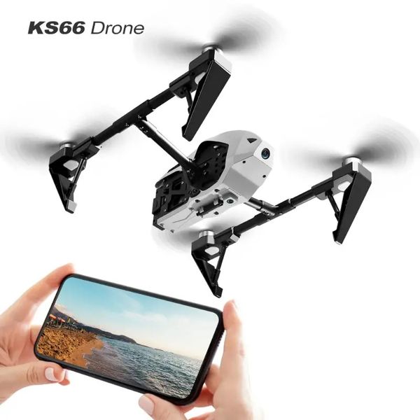 Drone de photographie aérienne en alliage KS66, sans balais, caméra haute définition pour avion à quatre axes, télécommande, UAV d'avion à flux optique