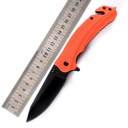 KS8650 Couteau de poche de sauvetage BARRICADE 8Cr13MOV Lame noire Manche en fibre de nylon orange Couteau à outils EDC pour le travail à domicile en utilisant la randonnée en plein air 533