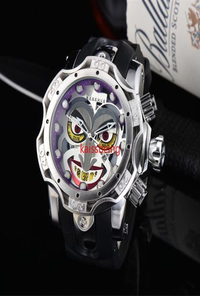 KSA Luxury Marque Reserve UNFATED VENOM DC COMICS JOKER STRAPE RÉSÉBRAL 52MM MEN QUARTZ Watch Reloj Hombres228A2482480