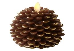 KSPERWAY LED Pine Conge Cougies 35 x 4 Bougies sans flamme à batterie non parfumée avec minuterie Brown T2006013379201