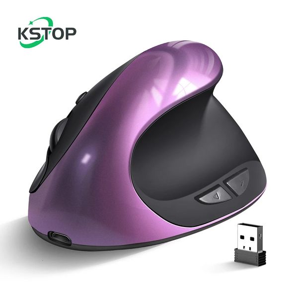 Ratón inalámbrico KSTOP, ratón Vertical para juegos, ratón recargable por USB para ordenador, ergonómico, Vertical, 1600 DPI, para PC, portátil, trabajo en casa 231228