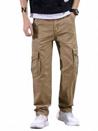 Kstun 2024 Automne Hommes Salopette Pantalons décontractés Coupe droite 100% Pantalon cargo Cott Hommes Baggy Pantalon mâle Extérieur Multi poches m2nP #