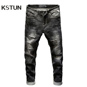 KSTUN Ripped Jeans pour hommes Slim Fit Stretch Mode High Street Style Homme Denim Pantalon Effiloché Détruit Vintage Hommes Punk Jeans T200614