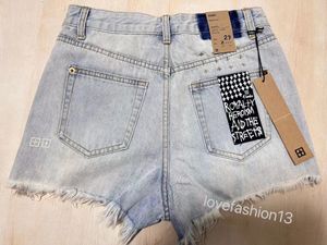 Ksubi jerans Denim Shorts Vrouwen Lichtblauw Hoge Taille Losse Dun met Gaten en Kwasten Zomer Sexy Hotpants