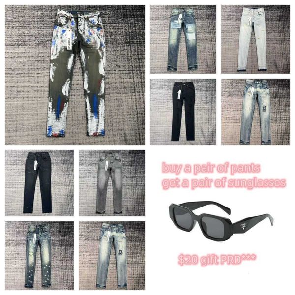 Ksubi Jeans de diseñador Purple Jean Mens Rise Ropa elástica Jeans ajustados ajustados Diseñador de moda yh886