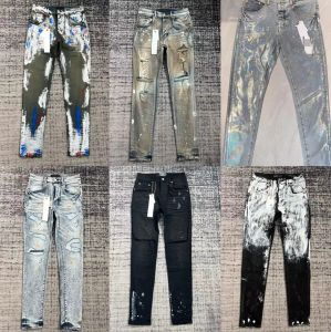 Ksubi Designer Mens Jeans Purple High Taille Long Pants gescheurd rechte regelmatige gewassen oude lange zwarte jeans gestapelde maat 28-40