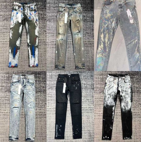 Ksubi Designer Jeans para hombre Púrpura Cintura alta Pantalones largos Rasgados Rectos Regulares Lavados Viejos Largos Negros Apilados Tamaño 28-40 2RCT T4FC